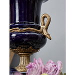 Ваза темно-синего цвета из фарфора с бронзовыми ручками в виде змей Высота 39 см Eden Garden porcelain and bronze варинант исполнения - 2 | Loft Concept в Челябинске