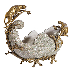 Чаша для фруктов из фарфора бронзовыми фигурками леопардов Eden Garden варинант исполнения - 2 | Loft Concept в Челябинске