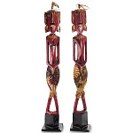 Комплект из 2-х деревянных статуэток Asmat Tall Red Statuettes варинант исполнения - 1 | Loft Concept в Челябинске