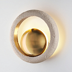 Бра с бежевым текстурным кольцом и латунным шаром в центре Tactile  варинант исполнения - 3 | Loft Concept в Челябинске