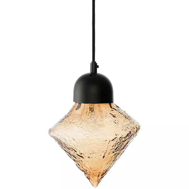 Подвесной светильник с янтарным рельефным плафоном Lamp with Frozen Glass Effect Янтарный Черный Подвесной светильник с янтарным рельефным плафоном Lamp with Frozen Glass Effect Янтарный Черный в Челябинске | Loft Concept