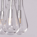 Люстра с 9-ю прозрачными плафонами из стекла в форме капли на прямоугольном потолочном основании цвета хром Lucid Rain  варинант исполнения - 8 | Loft Concept в Челябинске