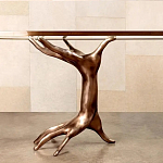 Обеденный стол с фигурным декором бронзового цвета Dichotomy racetrack варинант исполнения - 2 | Loft Concept в Челябинске