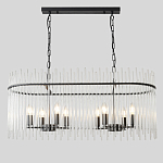 Люстра подвесная овальная со стеклянными прозрачными трубками и металлическим каркасом черного цвета Nembus варинант исполнения - 1 | Loft Concept в Челябинске