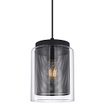 Подвесной светильник с сетчатым металлическим плафоном цилиндрической формы черный Metal Mesh варинант исполнения - 1 | Loft Concept в Челябинске