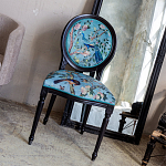 Стул из массива бука бирюзовый с изображением птиц в саду Turquoise Chinoiserie Bird Chair варинант исполнения - 5 | Loft Concept в Челябинске