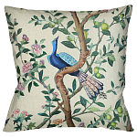 Подушка декоративная с изображением птицы в саду Beige Chinoiserie Blue Bird in the Garden Cushion варинант исполнения - 1 | Loft Concept в Челябинске