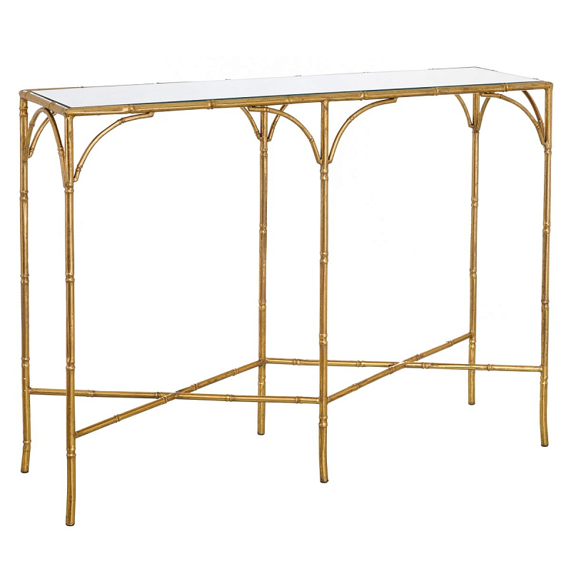 Консоль Metal Bamboo Console Золотой Прозрачное Стекло Консоль Metal Bamboo Console Золотой Прозрачное Стекло в Челябинске | Loft Concept