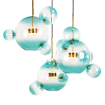 Люстра подвесная с прозрачными бирюзовыми стеклянными шарами и круглым основанием 3 лампы Giopato & Coombes варинант исполнения - 5 | Loft Concept в Челябинске
