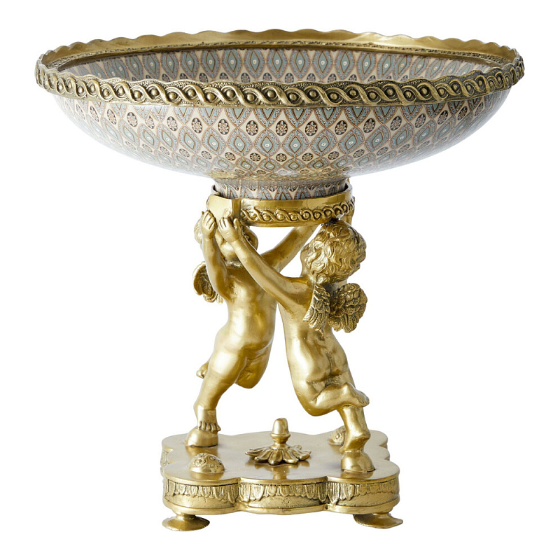 Чаша фарфоровая на двух бронзовых ангелах Eden Garden Бронза Мульти в Челябинске | Loft Concept 