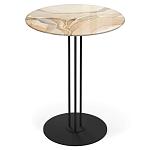 Стол журнальный круглый с бежевой столешницей из стекла Beige Marble варинант исполнения - 1 | Loft Concept в Челябинске