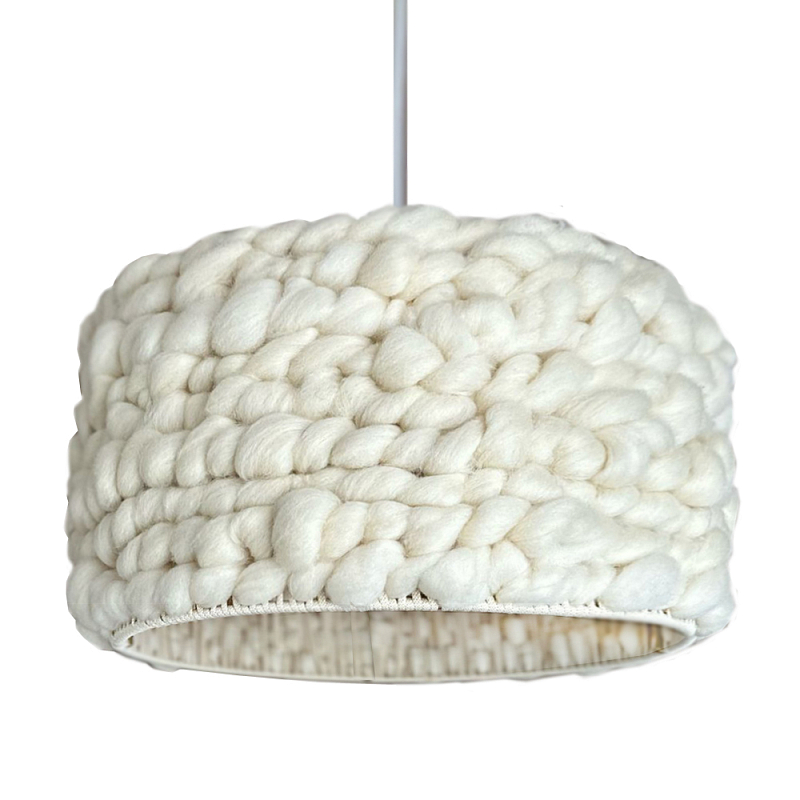 Вязаный шерстяной светильник Knitted wool lamp Cylinder Молочный Вязаный шерстяной светильник Knitted wool lamp Cylinder Молочный в Челябинске | Loft Concept