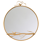 Зеркало настенное в раме золотого цвета с декором птица на ветке Mirror Portal варинант исполнения - 1 | Loft Concept в Челябинске