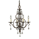 Люстра бронзового цвета с 4-мя лампами и подвесками из оптического стекла в классическом стиле Feiss варинант исполнения - 1 | Loft Concept в Челябинске