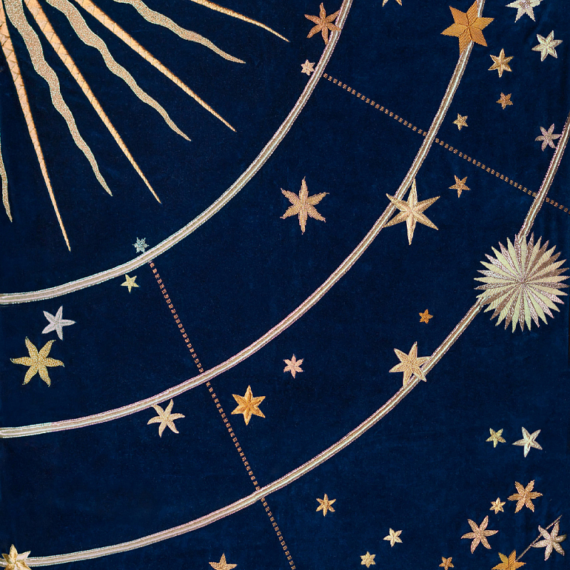 Обои с вышивкой ручной работы Cosmos Original colourway on velvet  в Челябинске | Loft Concept 