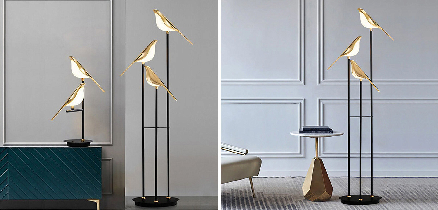 Торшер с золотыми птичками NOMI Three birds Торшер с золотыми птичками NOMI Three birds - Loft-Concept в Челябинске