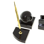 Настольный письменный набор из чёрного обсидиана с декором в виде льва Golden Lion варинант исполнения - 5 | Loft Concept в Челябинске