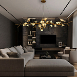 Люстра в виде золотой ветки с цветами и птичками Marvelous Garden варинант исполнения - 1 | Loft Concept в Челябинске