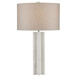 Настольная лампа мраморная с тканевым цилиндрическим абажуром Sharpened варинант исполнения - 3 | Loft Concept в Челябинске