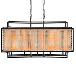 Люстра прямоугольной формы с чёрным каркасом и вставкой из плетеного материала Cage for Light варинант исполнения - 1 | Loft Concept в Челябинске