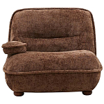 Кресло без подлокотников коричневое ну круглых деревянных ножках Loup Plush Armchair Brown варинант исполнения - 6 | Loft Concept в Челябинске