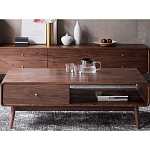 Кофейный стол из дерева с ящиком и нишей для хранения Coffee Walnut Table варинант исполнения - 1 | Loft Concept в Челябинске