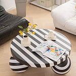 Дизайнерский журнальный стол круглый в чёрно-белую полоску Mypel варинант исполнения - 1 | Loft Concept в Челябинске