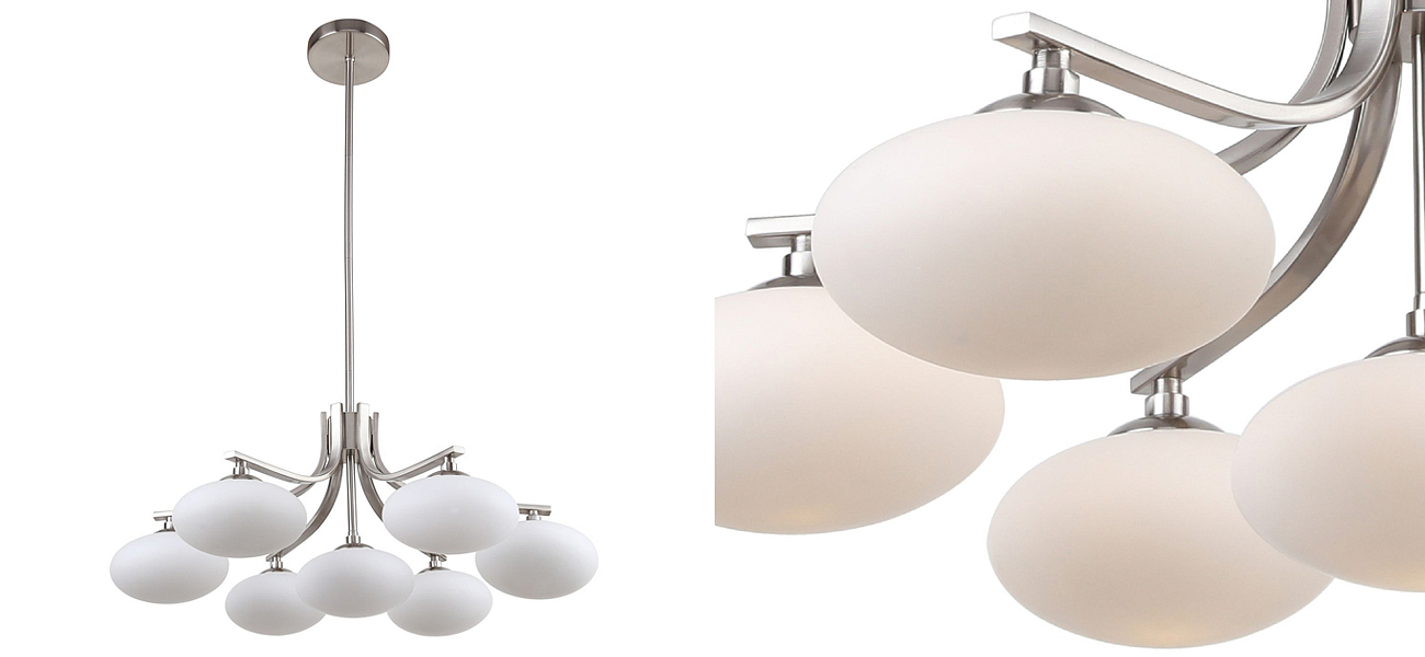 Люстра с овальными белыми плафонами Mushrooms Lamp Люстра с овальными белыми плафонами Mushrooms Lamp - Loft-Concept в Челябинске