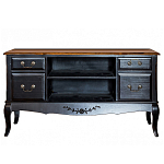 ТВ-тумба черная из массива березы с 4-мя ящиками и 2-мя полками в стиле прованс Vintage  варинант исполнения - 1 | Loft Concept в Челябинске