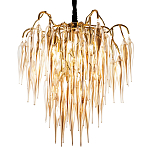Люстра со стеклянными подвесками янтарного цвета Ambre Glass Chandelier 70 варинант исполнения - 1 | Loft Concept в Челябинске