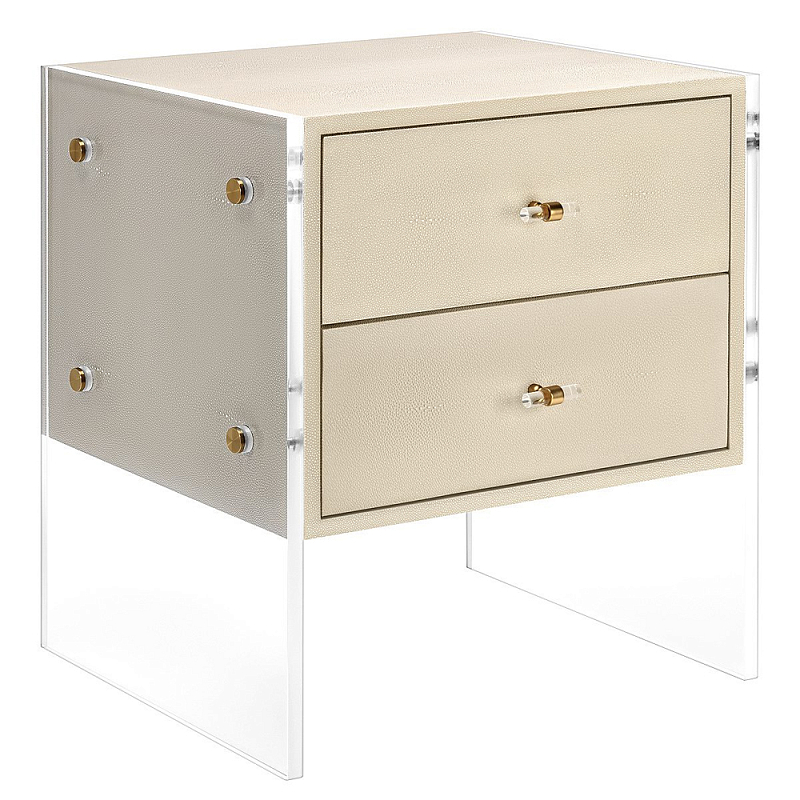 Прикроватная тумба с 2-мя ящиками на прозрачных боковых ножках Stingray Bedside table Бежевый Серый Графит Прикроватная тумба с 2-мя ящиками на прозрачных боковых ножках Stingray Bedside table Бежевый Серый Графит в Челябинске | Loft Concept