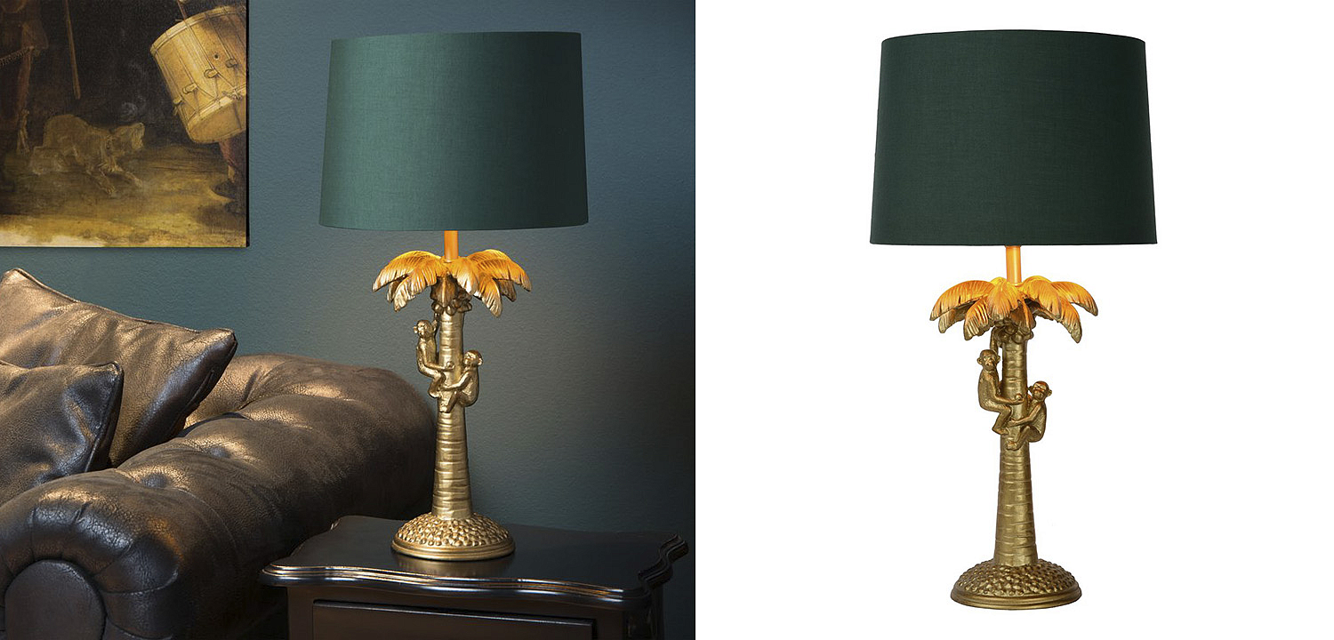 Настольная лампа Пальма Monkeys on a palm table lamp green Настольная лампа Пальма Monkeys on a palm table lamp green - Loft-Concept в Челябинске