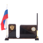 Настольный письменный набор с часами из природного камня обсидиана For the Deputy варинант исполнения - 1 | Loft Concept в Челябинске