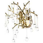 Бра в форме ветвей деревьев золотого цвета с прозрачными подвесками-каплями Droplet Bra варинант исполнения - 1 | Loft Concept в Челябинске