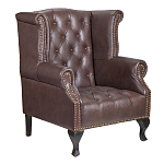 Кресло из натуральной кожи на 4-х деревянных ножках из массива бука Thomas Armchair brown варинант исполнения - 1 | Loft Concept в Челябинске