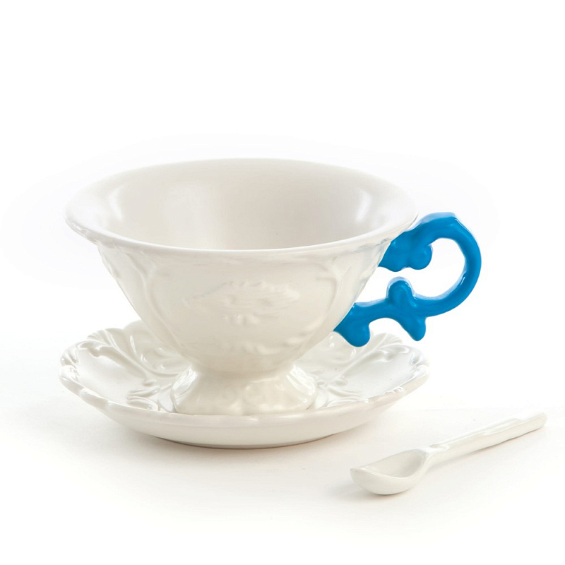 Чайная пара Seletti I-Tea Blue Белый Голубой Чайная пара Seletti I-Tea Blue Белый Голубой в Челябинске | Loft Concept
