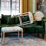 Банкетка из массива бука светло-зеленая с растительным орнаментом Raffael Angel Floral Banquette варинант исполнения - 4 | Loft Concept в Челябинске