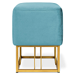 Пуф квадратный голубой велюр на золотом металлическом основании Celeste Blue варинант исполнения - 2 | Loft Concept в Челябинске