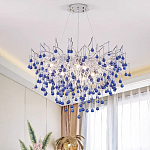 Люстра с синими стеклянными подвесками в форме капель FAIRYTREE Light варинант исполнения - 2 | Loft Concept в Челябинске