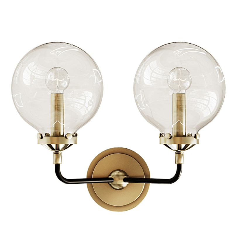 Бра Бистро Globe Clear Glass Double Sconce Brass  в Челябинске | Loft Concept 