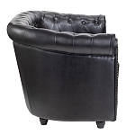 Диван кожаный двухместный на 4-х деревянных ножках из массива березы Logan Leather Seating black варинант исполнения - 2 | Loft Concept в Челябинске