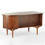 Дизайнерский письменный стол округлой формы с 4-мя ящиками и дверкой с полочками Rili варинант исполнения - 1 | Loft Concept в Челябинске