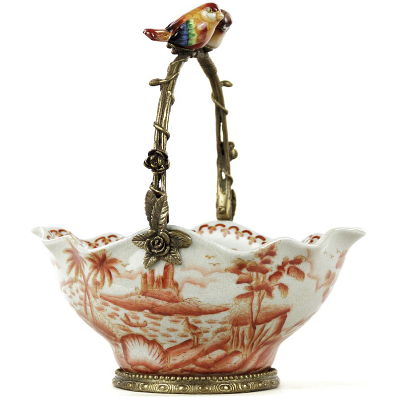 Чаша Basket With Birds Белый Бронза Красный Чаша Basket With Birds Белый Бронза Красный в Челябинске | Loft Concept