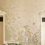Обои ручная роспись Temple Newsam White Gold gilded silk варинант исполнения - 3 | Loft Concept в Челябинске