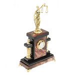 Часы настольные бронзовые из натурального камня Яшма с декором в виде Фемиды Themis Stone Clock варинант исполнения - 2 | Loft Concept в Челябинске