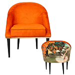 Кресло из натурального бука оранжевое с цветным принтом Impressionism in Art варинант исполнения - 2 | Loft Concept в Челябинске
