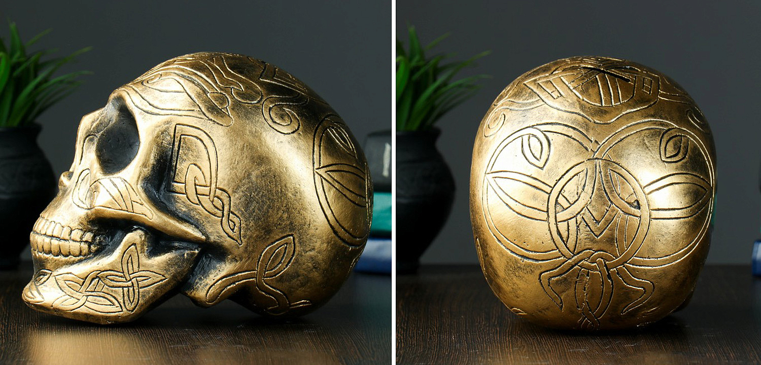 Статуэтка Golden Skull with Pattern Статуэтка Golden Skull with Pattern - Loft-Concept в Челябинске