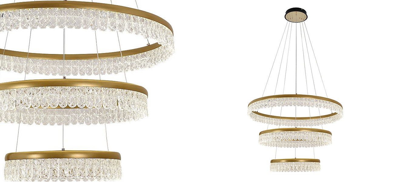 Светодиодная люстра из 3-х колец Pettico Gold Светодиодная люстра из 3-х колец Pettico Gold - Loft-Concept в Челябинске