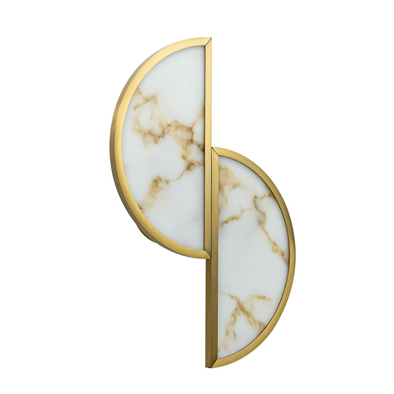 Бра с двумя полукруглыми плафонами из искусственного алебастра в бронзовой оправе Marbella Бронза Белый Серый в Челябинске | Loft Concept 