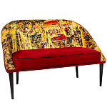 Диван двухместный из натурального бука красный с цветным принтом Impressionism in Art варинант исполнения - 3 | Loft Concept в Челябинске